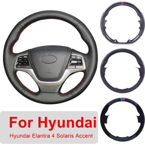 Car Steering Wheel Cover Customized For Hyundai Elantra 4 2016 2017 Solaris 2017 Accent 2018 Braid For Steering Wheel