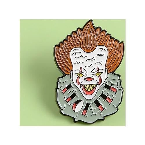 Circus Troupe Clown Mask Brooch Stephen Kings Thriller Film Joker Origin Movie Badges Enamel Lapel Pins Jewelry Accessories