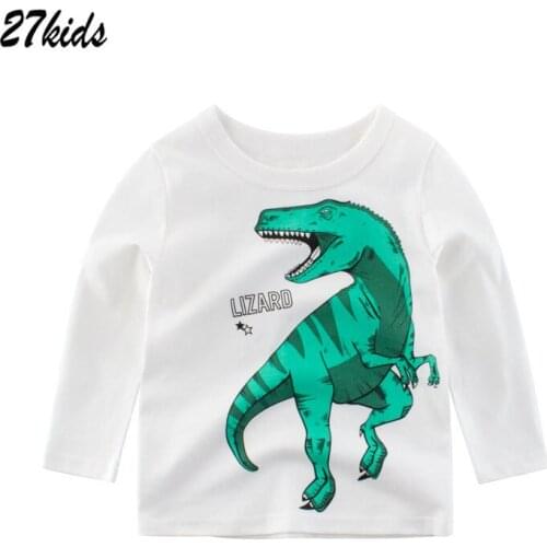 27Kids 8Years Dinosaur childrens long t-shirt cute baby shirts child kids top Boys Long sleeve tops shirt for boy kids shirts