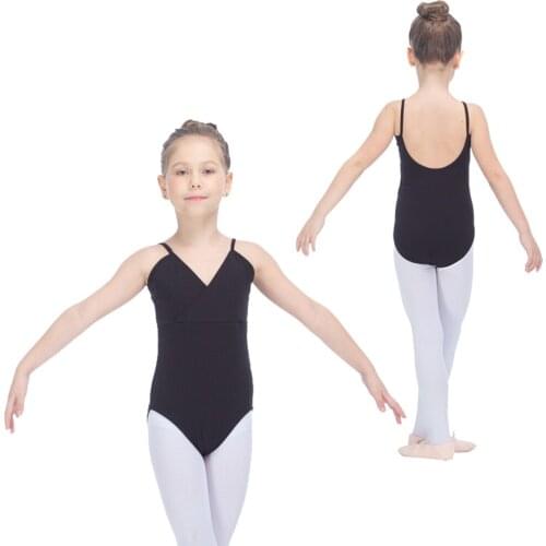 Kids Ballet Cotton/Lycra Single Straps Camisole Leotard with Cross-Front Girls and Women Practice Bodysuit