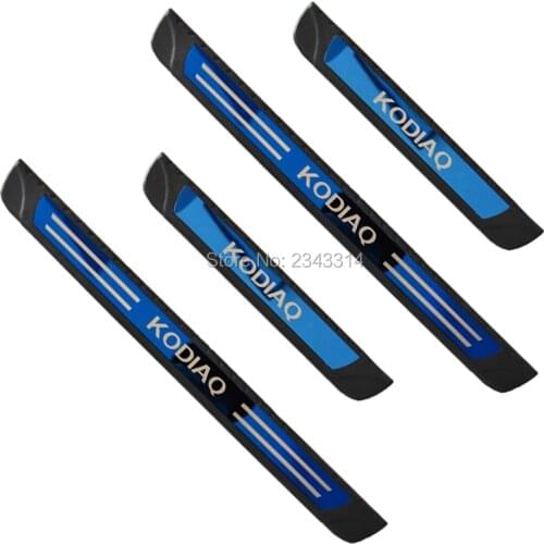 For Skoda Kodiaq 2017-2019 2020 Stainless Door Sill Scuff Plate Kick Guard Pedal Protectors Trim Sticker Car Styling Accessories