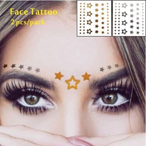 #F05 2 pcs/ Set Forehead Decor Tattoos, Non-toxic And Waterproof Stars Glitter Makeup in Lollapalooza