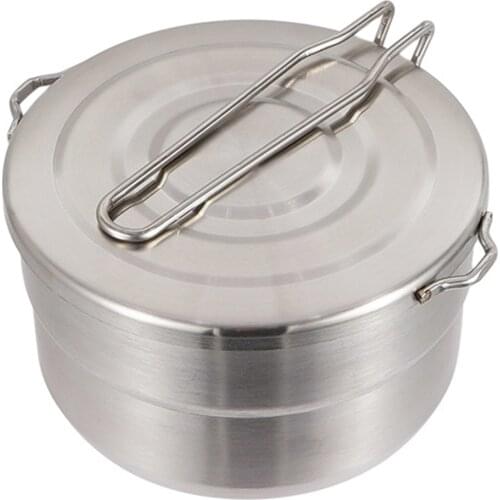 Stainless Steel Outdoor Camping Pot Portable Mountaineering Cooking Pot Cooking Tool Travel Cookware Equipment