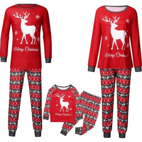 Cotton Xmas Moose Fairy Christmas Family Matching Pajamas Set Adult Kids Sleepwear Nightwear Pjs Photgraphy Prop Party Clothing