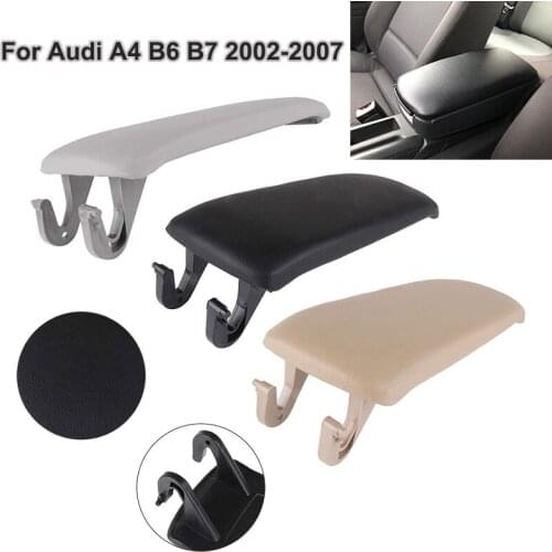 Leather Car Armrest Latch Cover For Audi A4 B6 B7 2002-2007 Center Console Arm Rest Storage Box Lid Cover Auto Accessories