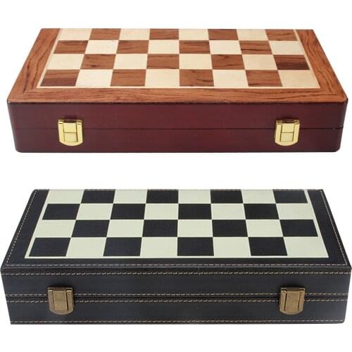 International Chess Set Folding Pu Leather/Wood Board And Metal Pieces Kit Childrens Early Education Toys Puzzle Chess Toy