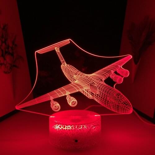 Civil Aviation Model 3D Lamp Home Bedroom Desk Decoration Small Night Light for Kids USB Link Charging Neon LED Lights