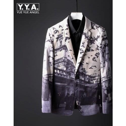 Fashion Men Blazer Brand Business Casual Slim Single Button Suit Jacket Autumn Winter New Printing Formal Outerwear Plus Size
