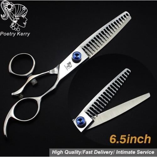 6.5 inch poem Kerry "Professional hair Barber scissors set straight scissors and curved pieces hair care & styling