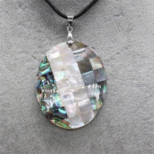 Natural Shell Necklace With Egg-Shaped Pendant Leather Cord 2MM Charms For Elegant Women Love Romantic Gift