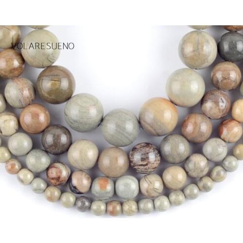 Natural Leaf Jaspers Stone Stone Round Loose Beads For Jewelry Making 4-12mm Spacer Beads Fit Diy Bracelets Necklace