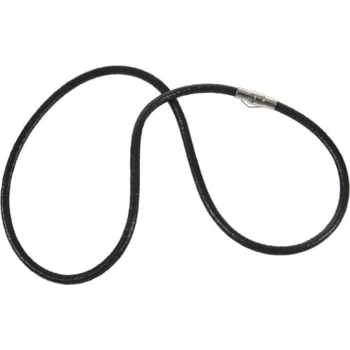 Stainless steel magnetic clasp armor chain leather cord necklace, Black - 4mm wide - 75cm long