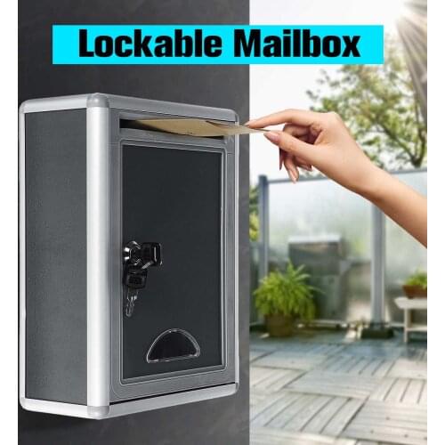 Aluminum Alloy Post Box Wall Mount Mail Iron Letter Holder Storage Outdoor Security Lockable Mailbox Home Balcony Garden Decor