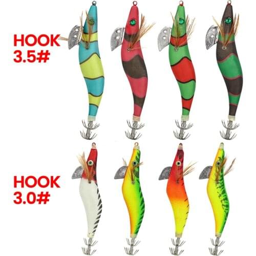 Fake Shrimp Hook Wood Bait Fishing lure Wobbler Squid Jig Hard Bait Artificial Lure jigging Lure Octopus Bait