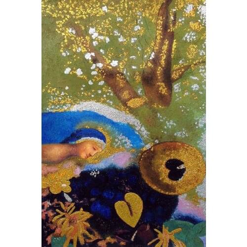 Hand Painted Home Decor Canvas Oil Painting Homage to Leonardo da Vinci, 1908 (Luxury) by Odilon Redon Famous Wall Art Symblism