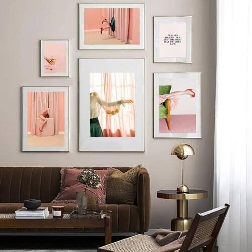 Self adhesive wall sticker Pink Fashion Poster Sexy Woman Leg Print Wall Art Painting Photography Picture Salon Girl Room Decor