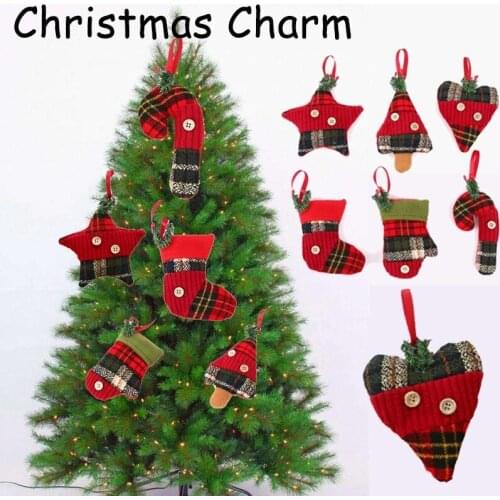 DIY Christmas Heart Star Tree Gloves Socks Cloth Ornaments Gift Cloth Crutches Toy Doll Hanging Decorations Xmas Decorations