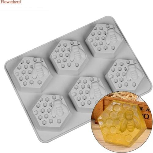 6 Cavities Honey Bee Shape Soap Silicone Mold Crafts Cube Birthday Gift Mold Cake Decorating Tools DIY Soap Making Supplies