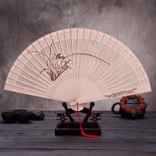 Folding Fan Antique Dance Thyine wood diy craft hand fan decoration accessories wooden blanks wedding bride