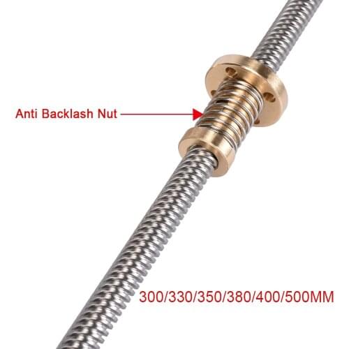 T8 Lead Screw 300/330/350/380/400/500MM T8 Anti Backlash Nut Stepper Motor Trapezoidal Spring Loaded Nut For 3D Printer Parts
