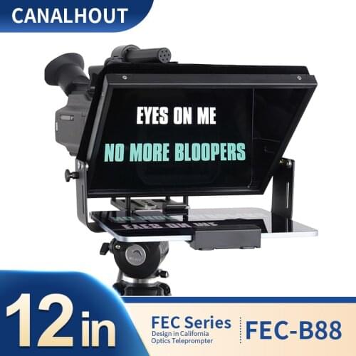 CANALHOUT FEC-B88 Teleprompter 12" for Tablets/iPad,DSLR,No Assembly Required,Beam Splitter 70/30 Glass,Carry Case,Make Video