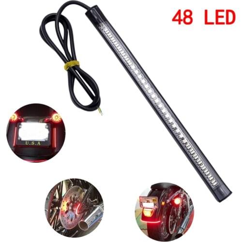 Universal Motorcycle Light Bar Strip Tail Brake Stop Turn Signal License Plate Light Integrated 3528 SMD 48 LED Red Amber Color