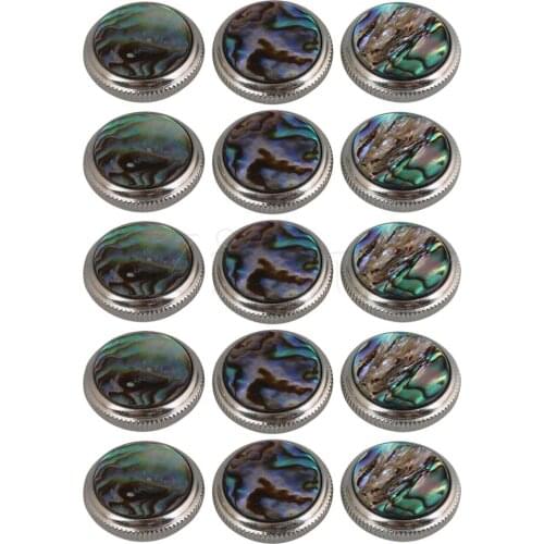 Yibuy 15Pieces Chrome Plated Abalone Shell Trumpet Valve Key Finger Buttons