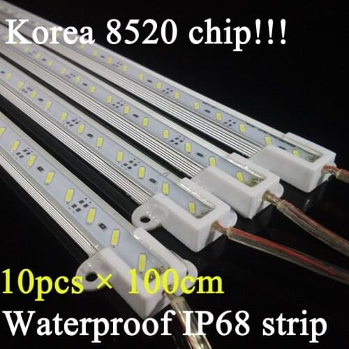 10pcs/lot 100cm Korea 8520 rigid strip waterproof IP68 Hard Rigid Bar light DC12V36 led SMD 8520 Aluminum Led Strip light
