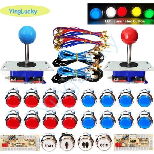 Zero Delay USB To PC Raspberry Pi Arcade DIY Kits zippy Joystick CHROME Plated 5V illuminated Push Button