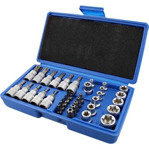 34Pcs Torx Socket Set Triple Square Socket Set Torx Bit Socket Set Star Bit Set Male Female Set