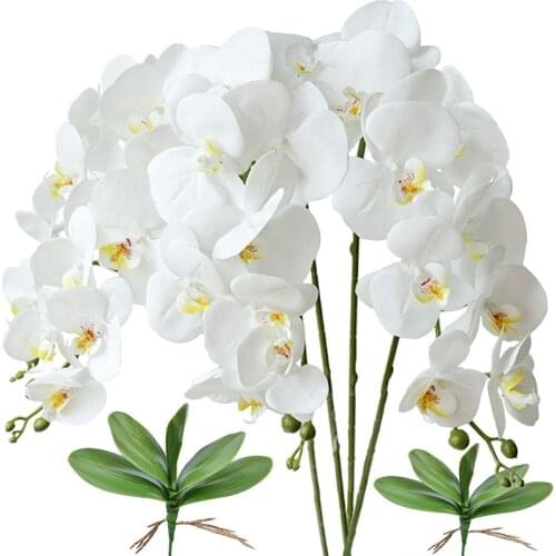 4pcs Artificial Butterfly Orchid Flowers Fake Plants Orchid Flowers Stem Plants for Home Wedding Decoration