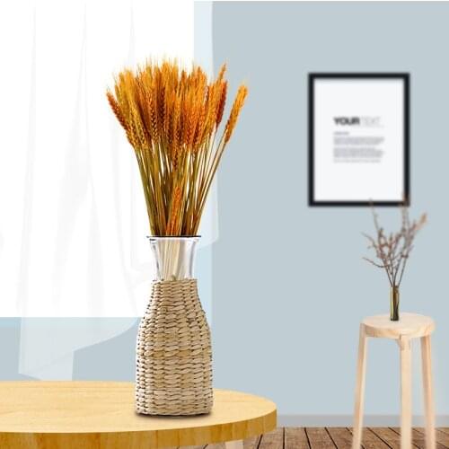 50PCS Grain Wheat Ears Real Flower Dry Flower Natural Plant Bouquet Home Decoration Photograph Props