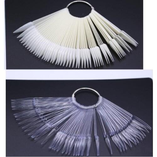 60Set/Lot 50Pcs/Set Fake False Nails Patch Sector Color Card 50 Tip Practice Pointed Fan-Shaped Manicure Tools HA2293
