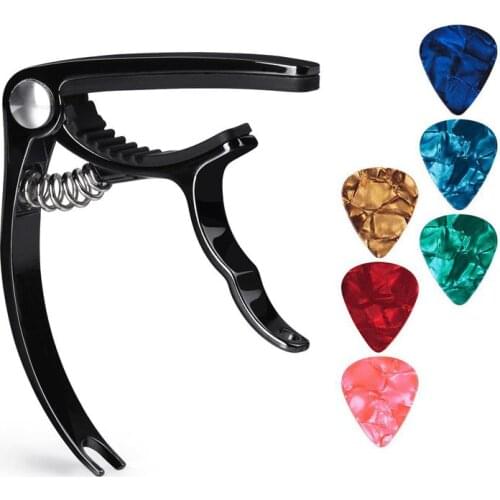 Guitar Capo Guitar Accessories Trigger Capo with 6 Free Guitar Picks for Acoustic and Electric Guitars - Also Ukulele and Banjo
