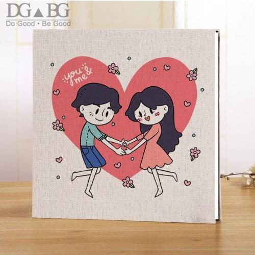 Love You Wedding Memory Book Scrapbook Photo Album Self Sticker Storage 12 18 Inch Transparent DIY Photoalbum Linen Cover Heart