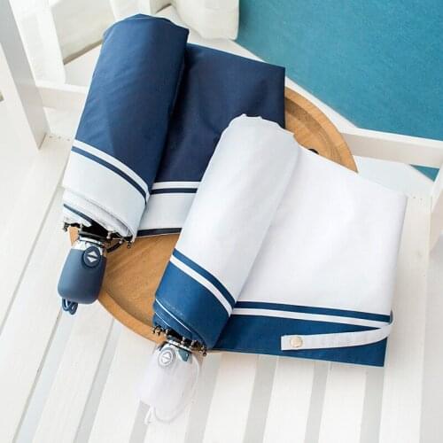 Couple automatic umbrella women folding rain dual-use mens sunscreen simple forest student sun umbrella three-fold umbrella