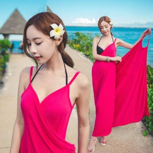 Bikini hot spring veil blouse seaside swimsuit shawl beach cover up Bali open-back beach dress bohemian suspender beachdress gir