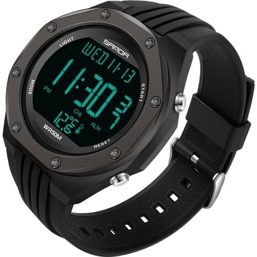 Mens Temperature Measurement Wrist Watch Chronograph Outdoor Sports Electronic Digital Multi-function Waterproof Women Watches