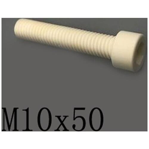 2pcs M10x50mm Inner Hexagon Cylindrical Head Screw Ceramic Insulated Bolt High Temperature Corrosion Resistance Zirconin