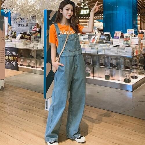 Denim Women Overalls High Waist 2021 Spring Summer Casual Straight Jeans With Pockets Plus Size Jumpsuits and Rompers for Women