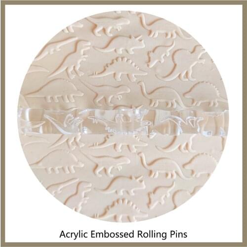 Sugarcraft Tools Pie Crusts Pastry Dough Gumpaste Sugar Cookies 3D Mini Embossed Rolling Pins With Dinasour Pattern