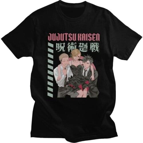 Jujutsu Kaisen Tshirt Men Short Sleeve Casual T Shirt Unique Yuji Itadori Satoru Gojou T-shirts Fitted Pure Cotton Tee Merch