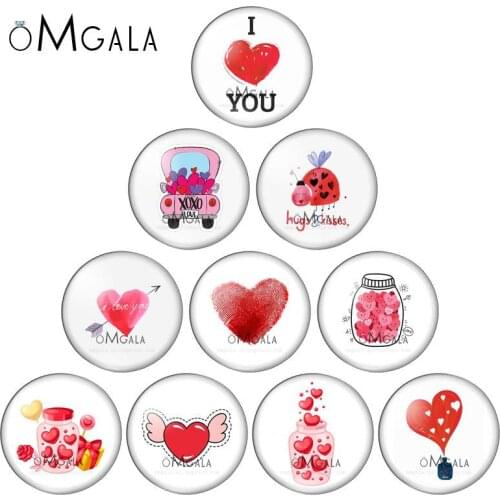 Red I Love You Ladybug Heart Patterns 10pcs 12mm/18mm/20mm/25mm Round photo glass cabochon demo flat back Making findings ZB0855