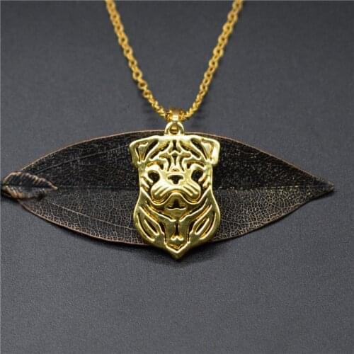 Elfin Trendy Pug Necklaces Gold Color Silver Color Dog Jewellery Pug Pendant Necklaces Women Men Jewellery