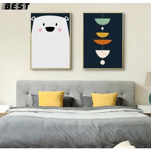 Nordic White Bear Wall Art Posters And Prints Minimalist Pictures Abstract Canvas Painting For Living Room Interior Home Decor