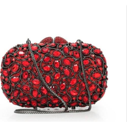 New Crystal Clutch Evening Bag for Women Metal Floral Ladies Evening Bags Wedding Party Chain Shoulder Bag Diamond Luxury Bag