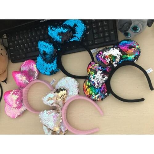 Authentic Disney Mickey&Minnie Ear Sequined Head band Hairband Hair Accessories Adult/Children High Quality Gift