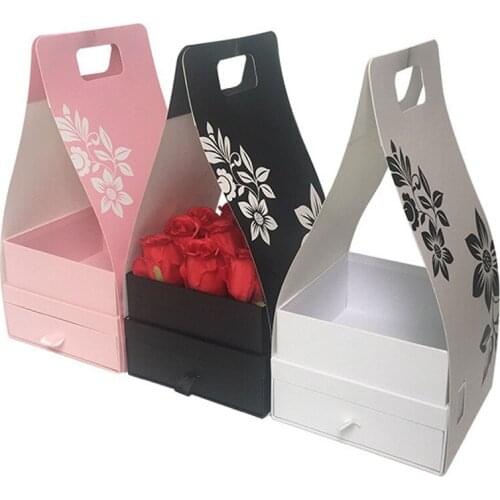 Clearance flosrist packing flowers gift box Tetragonal include drawer paper bags handle box,wedding party Valentines Day gift