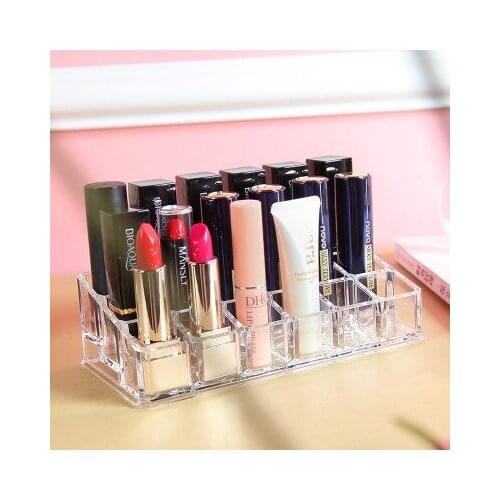 Transparent cosmetic storage box, tabletop finishing box, 18 case lipstick Cosmetic Case 16.6*8.8cm free shipping