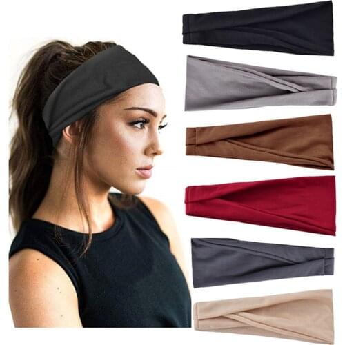 Sports Headband Sweat Absorbing Hair Band Women Running Yoga Fitness Guide Sweat Antiperspirant Band Wide Elastic Headwear